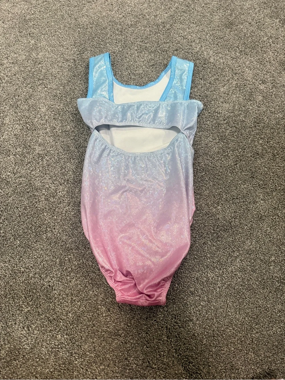 Girls Blue to Pink Ombre Sparkle Gymnastics Leotard Sz CL - Picture 3 of 5